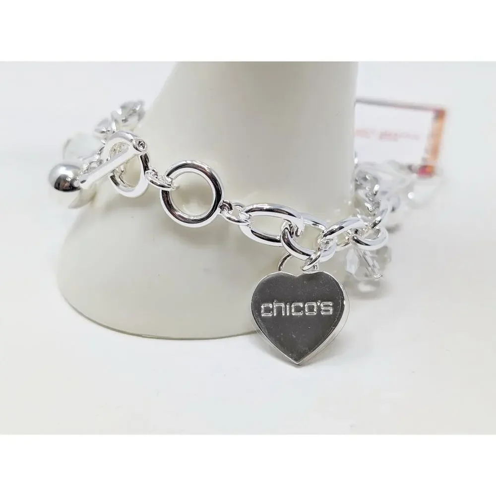 Chico's Bracelet Charm VIP Charmed Life Silver Tone Beaded 8